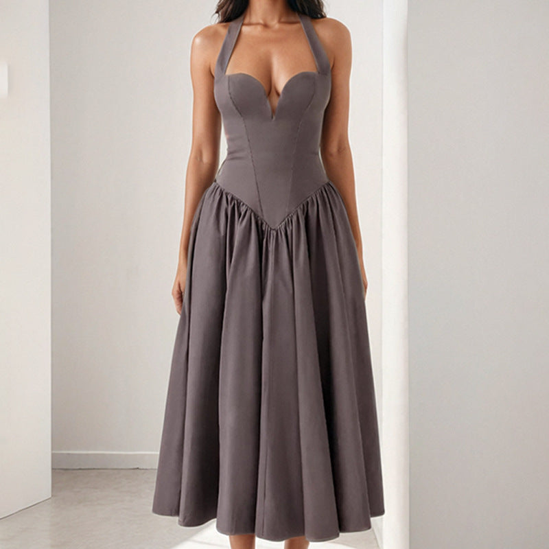Robe de soirée pour femmes de haute qualité avec décolleté en cœur profond et jupe volumineuse Chic & Stil