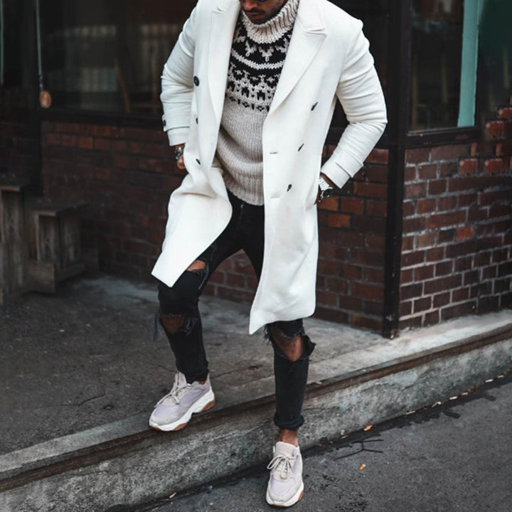 Elegant long double-breasted men's coat Amarae