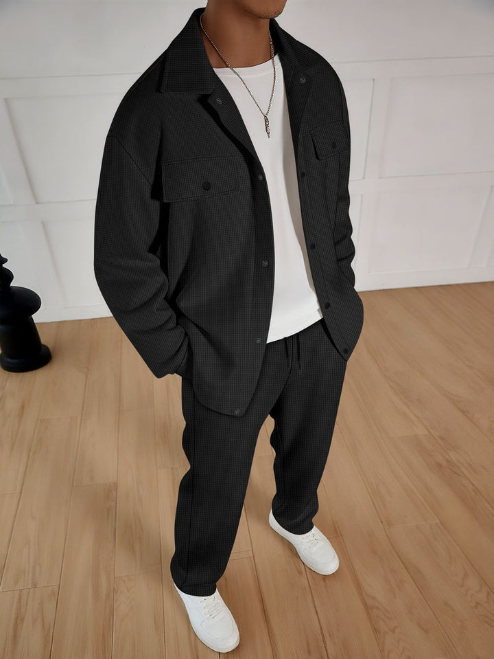 Elegant leisure suit for men with textured jacket and comfortable pants Amarae