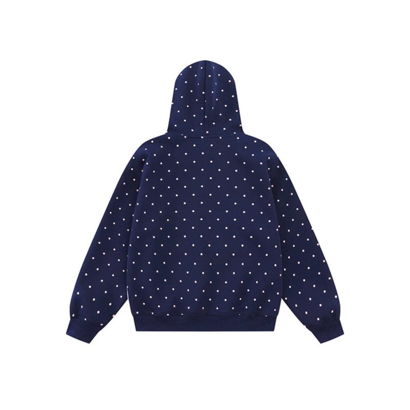 Women's hoodie with button star appliqué, allover polka dot and kangaroo pocket Amarae