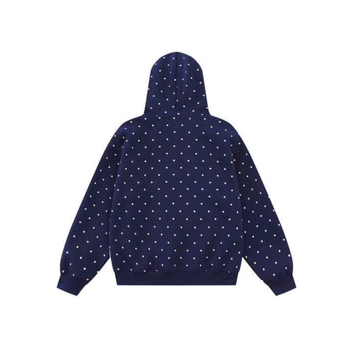 Women's hoodie with button star appliqué, allover polka dot and kangaroo pocket Amarae