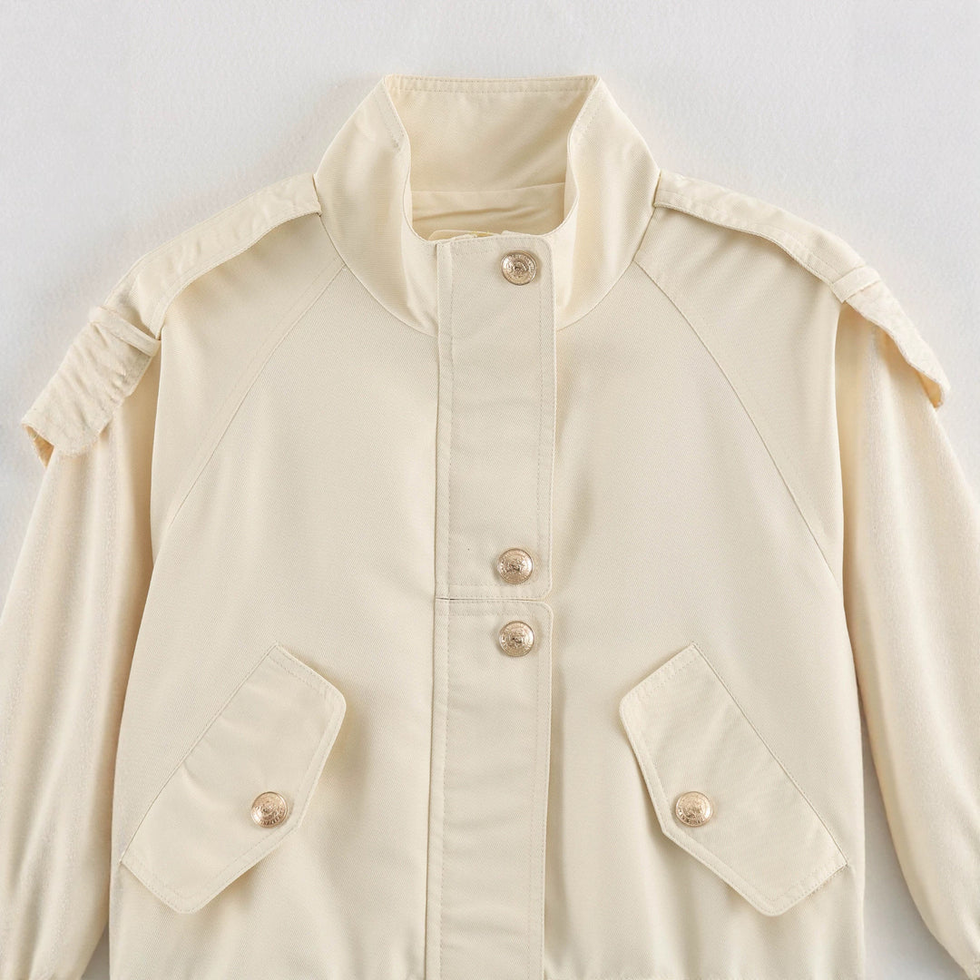 Women's short parka in field style with drawstring, flap pockets and stand-up collar Amarae