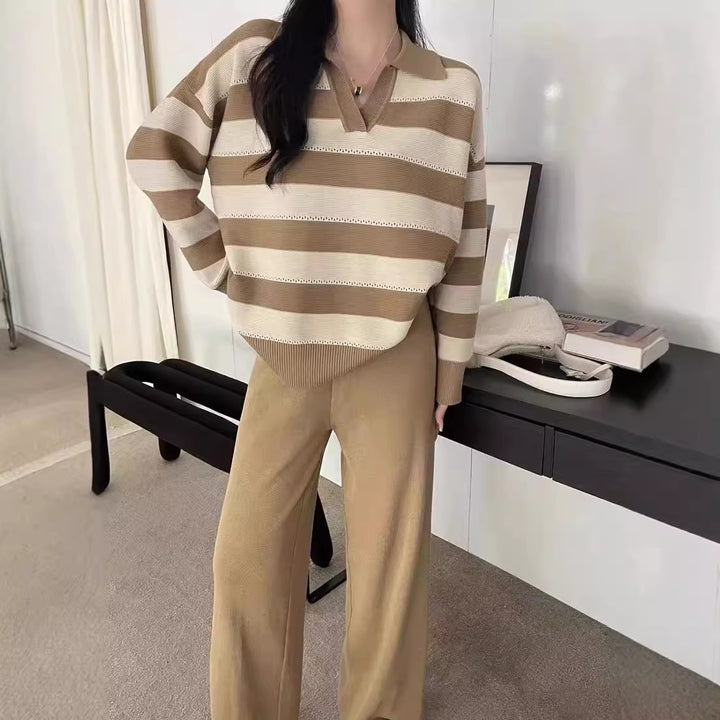 Chic and Stylish Striped Casual Set for Ladies