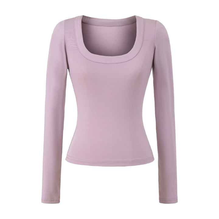 Women’s long sleeve top with deep round neckline Lune London