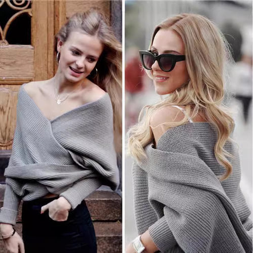 Women Large Knitted Scarf with an Innovative Knot Design and Soft Material Amarae