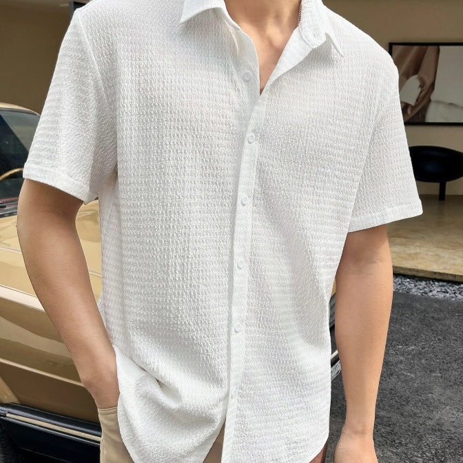 Casual short sleeve shirt for men with textured fabric Amarae