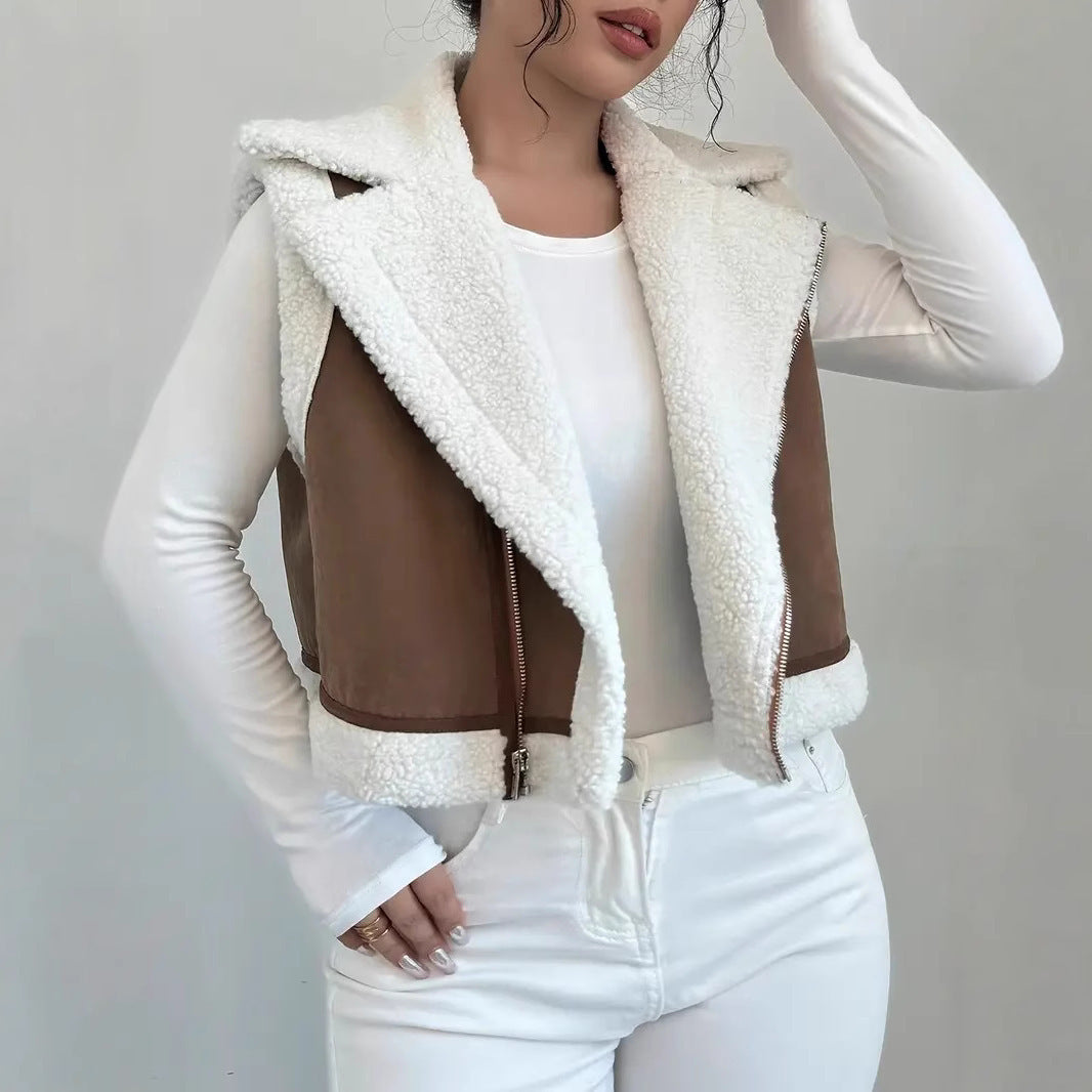 Cozy quilted vest for women with zipper and fleece collar Lune London