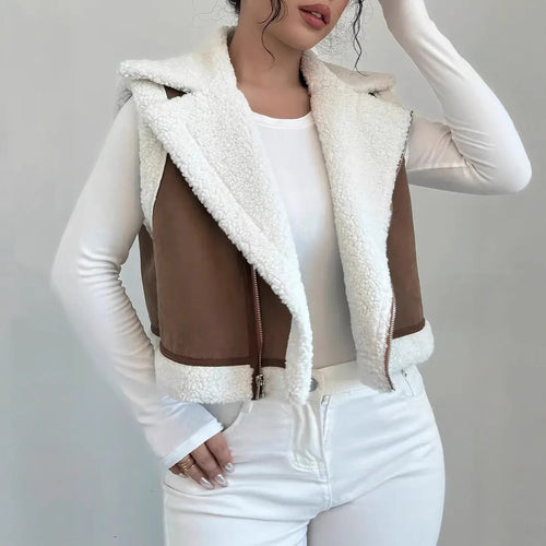 Ladies reversible faux fur vest with high-quality zipper Amarae