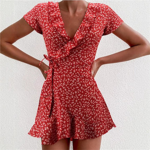 Playful summer dress for women with ruffle details and chic floral patterns