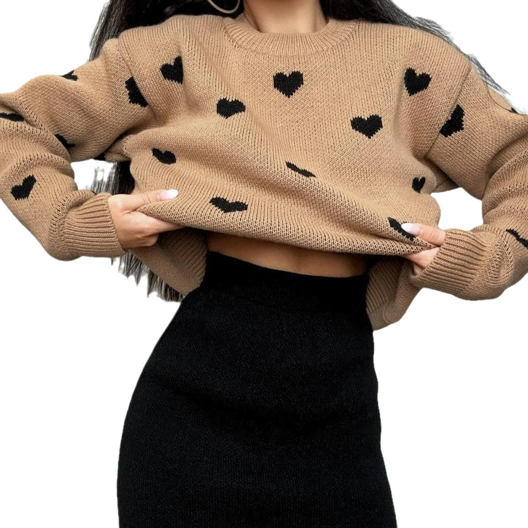 Casual knitted sweater for women with heart pattern Lune London