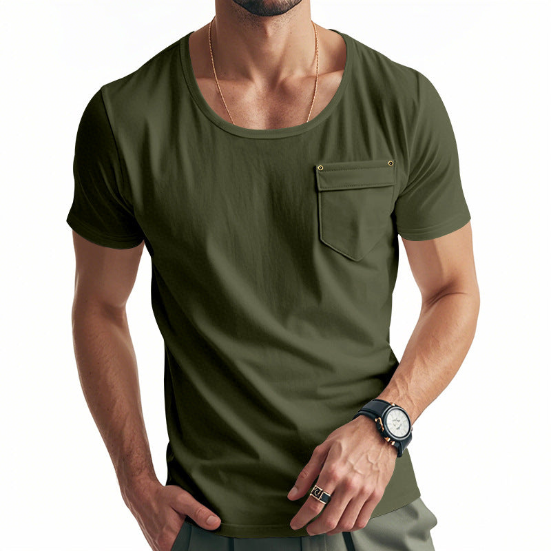 Men's sports t-shirt with deep V-neck and practical chest pocket Lune London