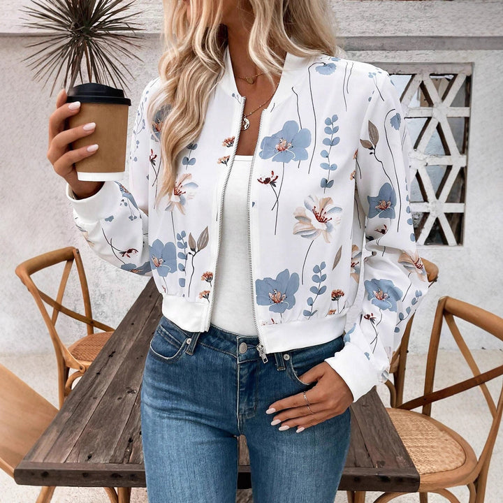 Women's bomber jacket with floral design and elastic cuffs Lune London