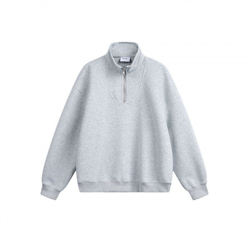 Unisex Lockeres Sweatshirt with short zipper, stand-up collar, and cotton fleece inside Amarae