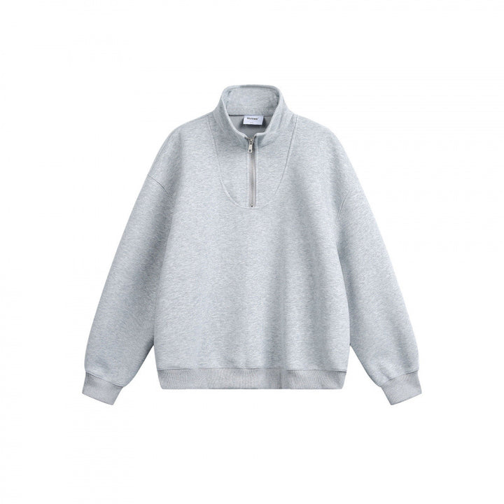 Unisex Lockeres Sweatshirt with short zipper, stand-up collar, and cotton fleece inside Amarae