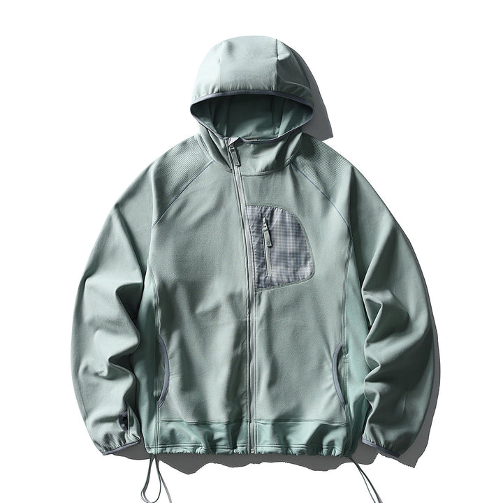 Unisex Lightweight Tech-Fleece Hoodie Jacket with Front Zip, Chest Zip Pocket and Drawstring Hem Amarae
