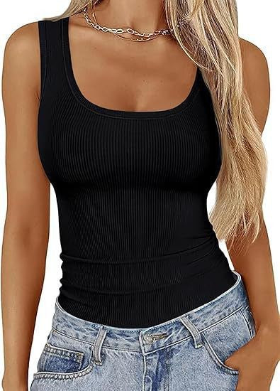 Women's fitted rib top with wide straps and comfortable finish Lune London