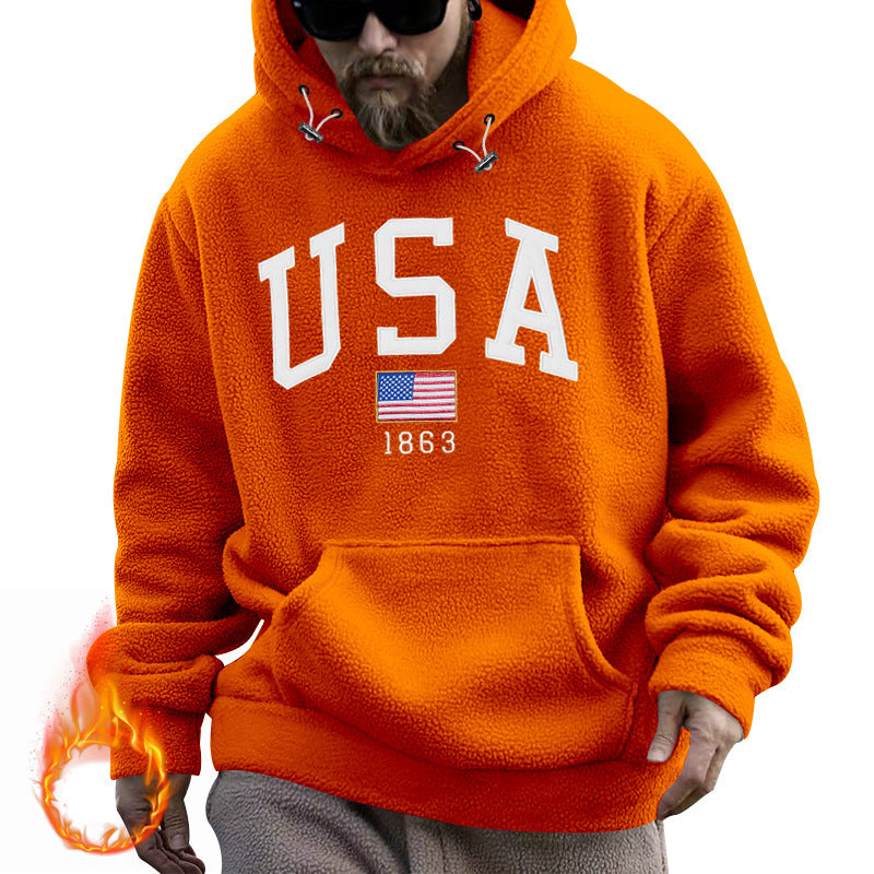 Men's hoodie with USA print and comfortable kangaroo pocket Lune London
