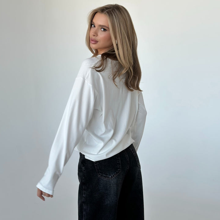 Long sleeve blouse for women with button details and relaxed cut Lune London