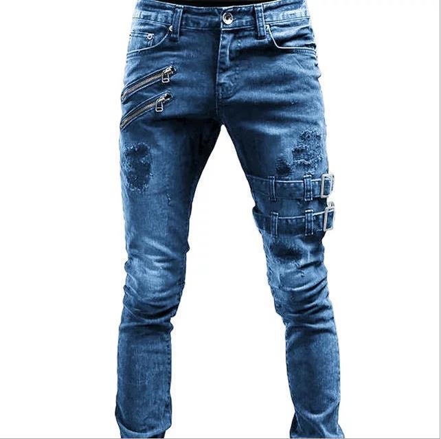 Men's Jeans with Stylish Zip and Distressed Details Lune London