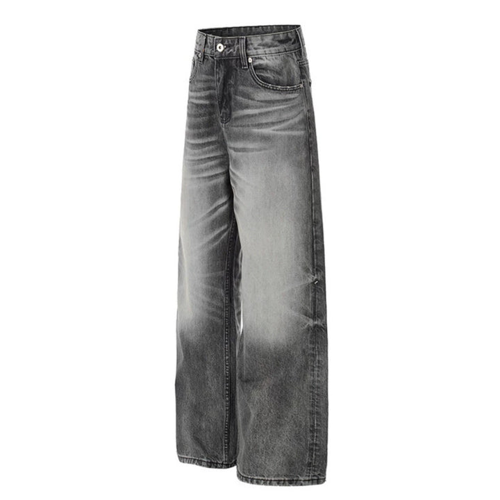 Ladies High-Waisted Wide-Leg Denim Pants with Used-Fade Effect Amarae