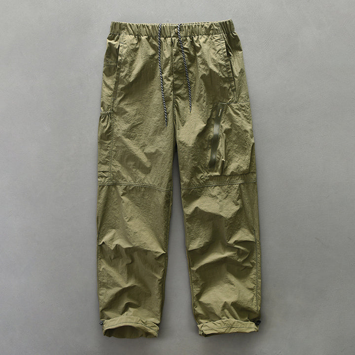 Functional pants for men with elastic waistband and zippered side pockets Lune London