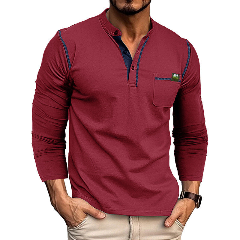 Men's long sleeve shirt with half-button and chest pocket Amarae