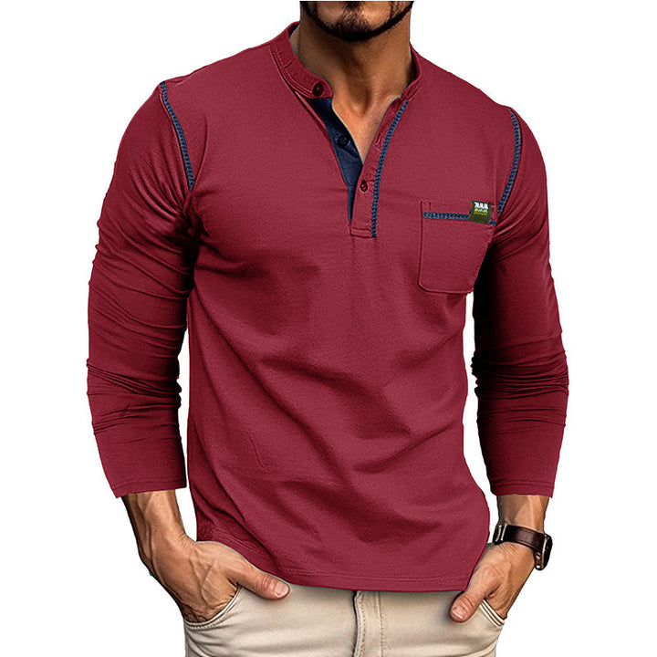 Men's long sleeve shirt with half-button and chest pocket Amarae