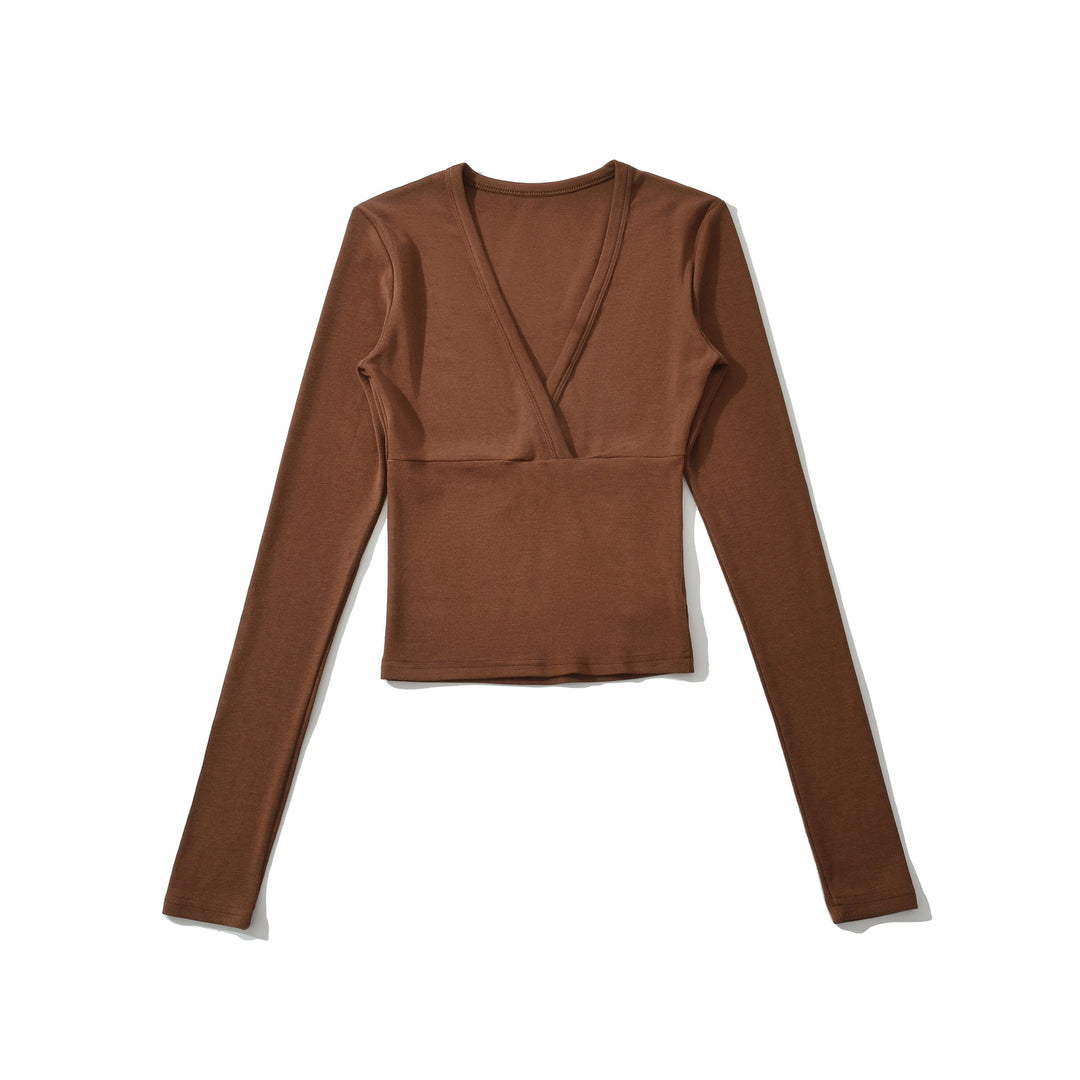 Women's wrap shirt with V-neck and fitted dividing seam Amarae