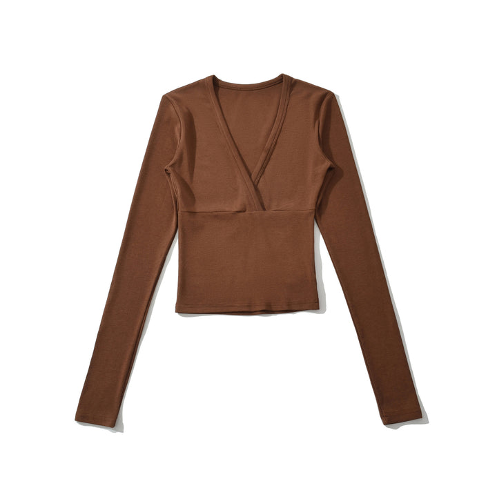 Women's wrap shirt with V-neck and fitted dividing seam Amarae