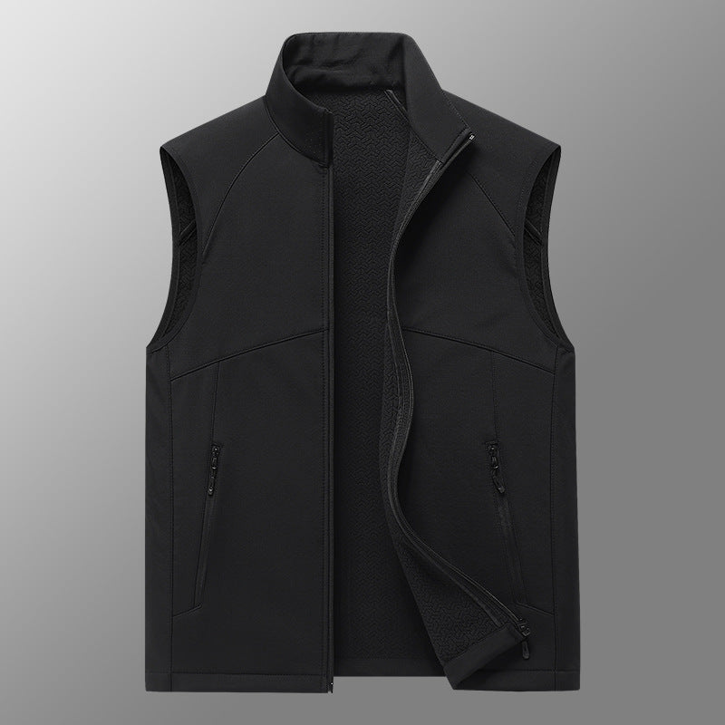 Men's softshell vest with stand-up collar, windproof performance softshell and structured inner side Amarae