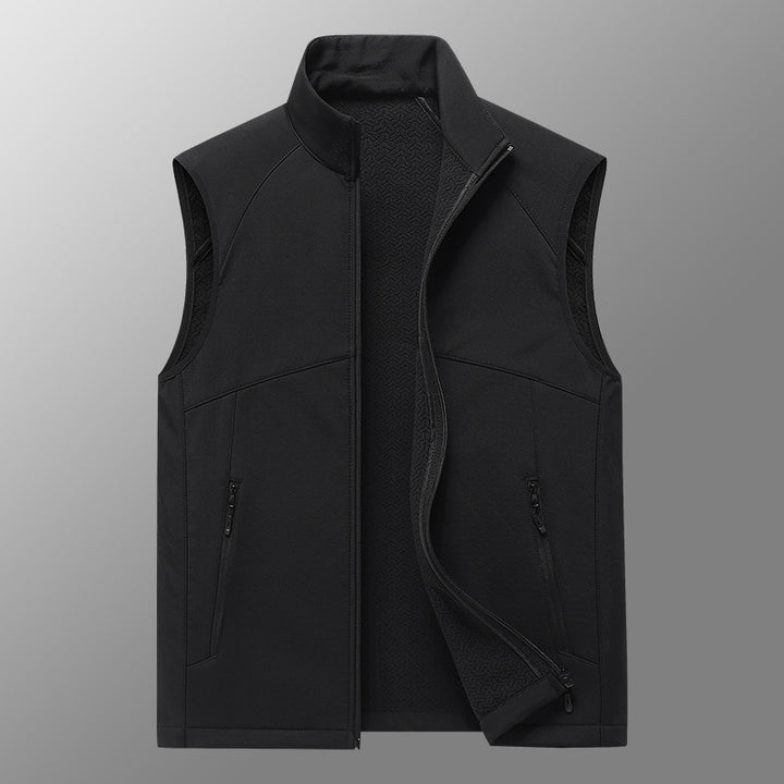 Men's softshell vest with stand-up collar, windproof performance softshell and structured inner side Amarae