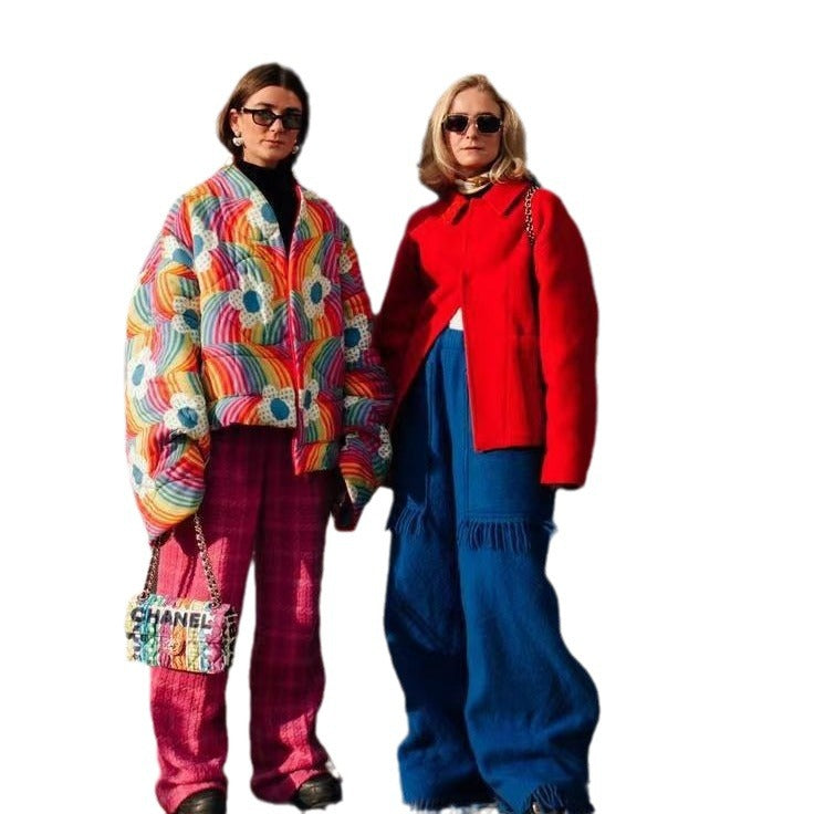 Veste matelassée confortable pour femmes avec design coloré et manches volumineuses Chic & Stil