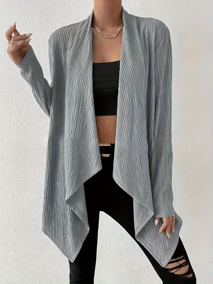Ladies Long Sleeve Cardigan with Textured Design and Open Cut Lune London