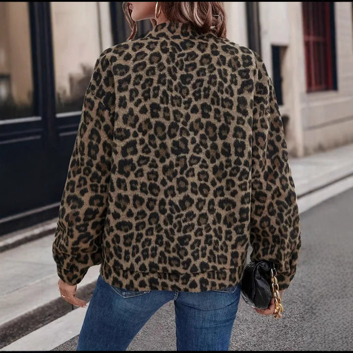 Lune London trendy leopard print women's fleece jacket