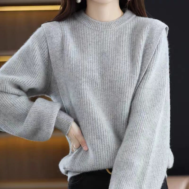 Pull femme en tricot épais avec coupe moderne et décolleté rond Chic & Stil