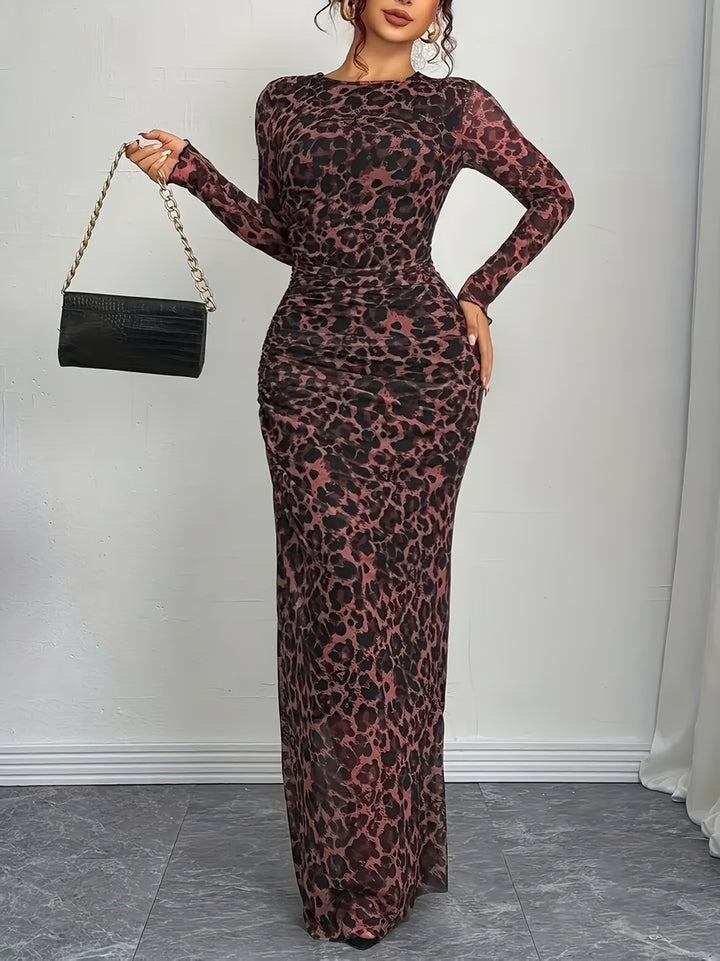 Maxi dress for women with leopard print and flattering cut Lune London