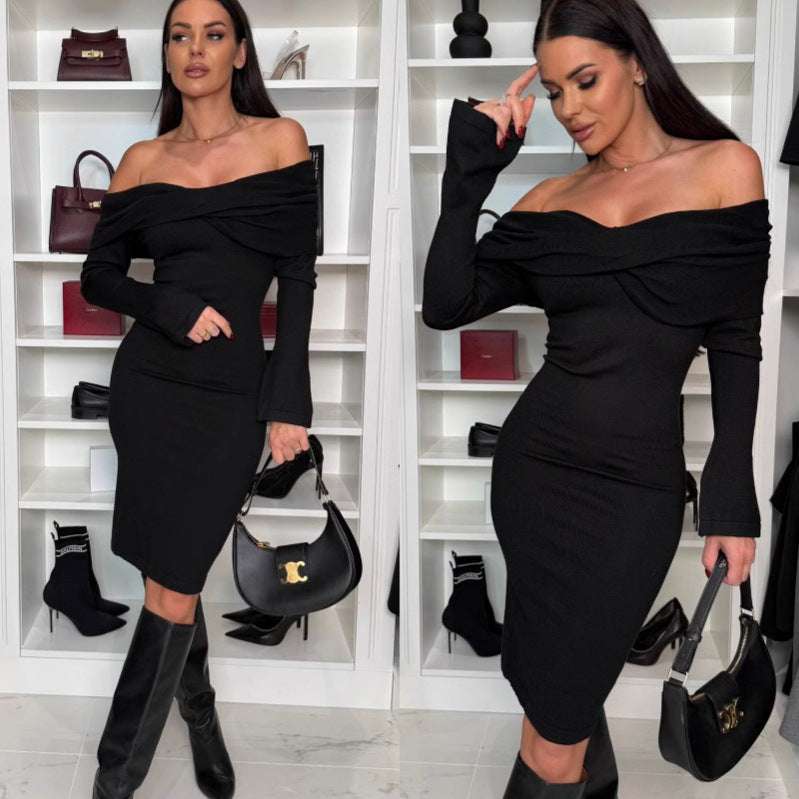 Off-shoulder chic bodycon midi dress