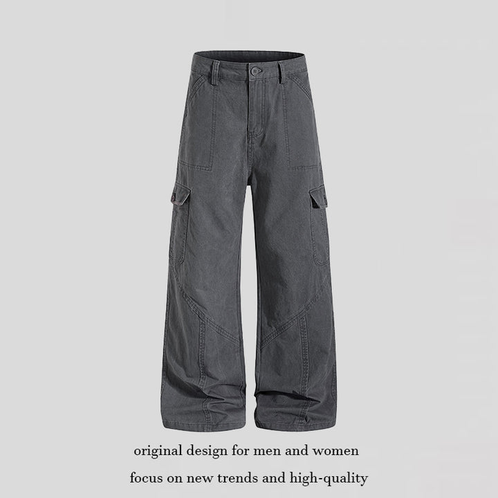 Women Wide Cargo Pants made of Cotton Blend with High Waist and Multifunction Pockets Amarae