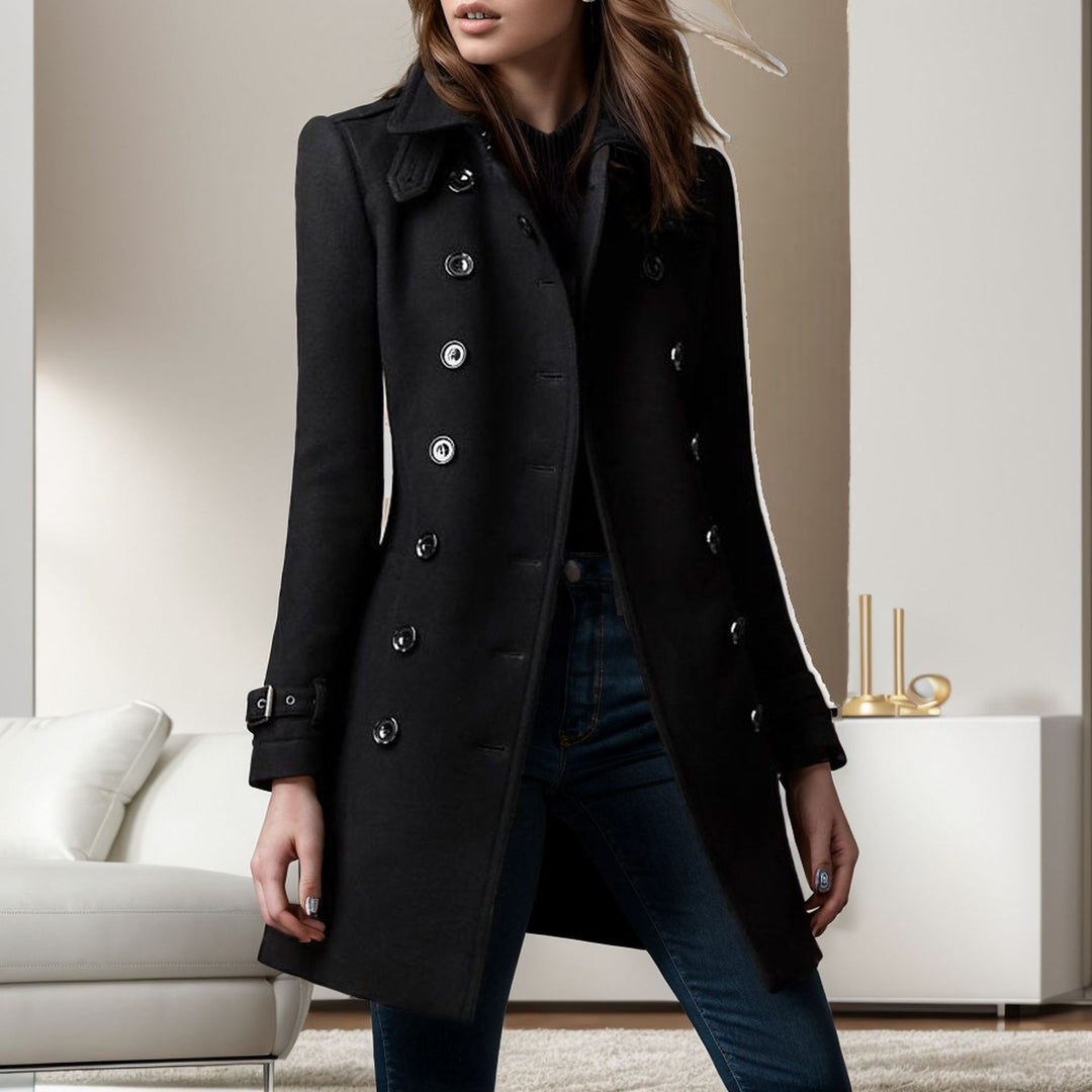 Elegant trench coat for women with a double row of buttons and weighted collar Amarae