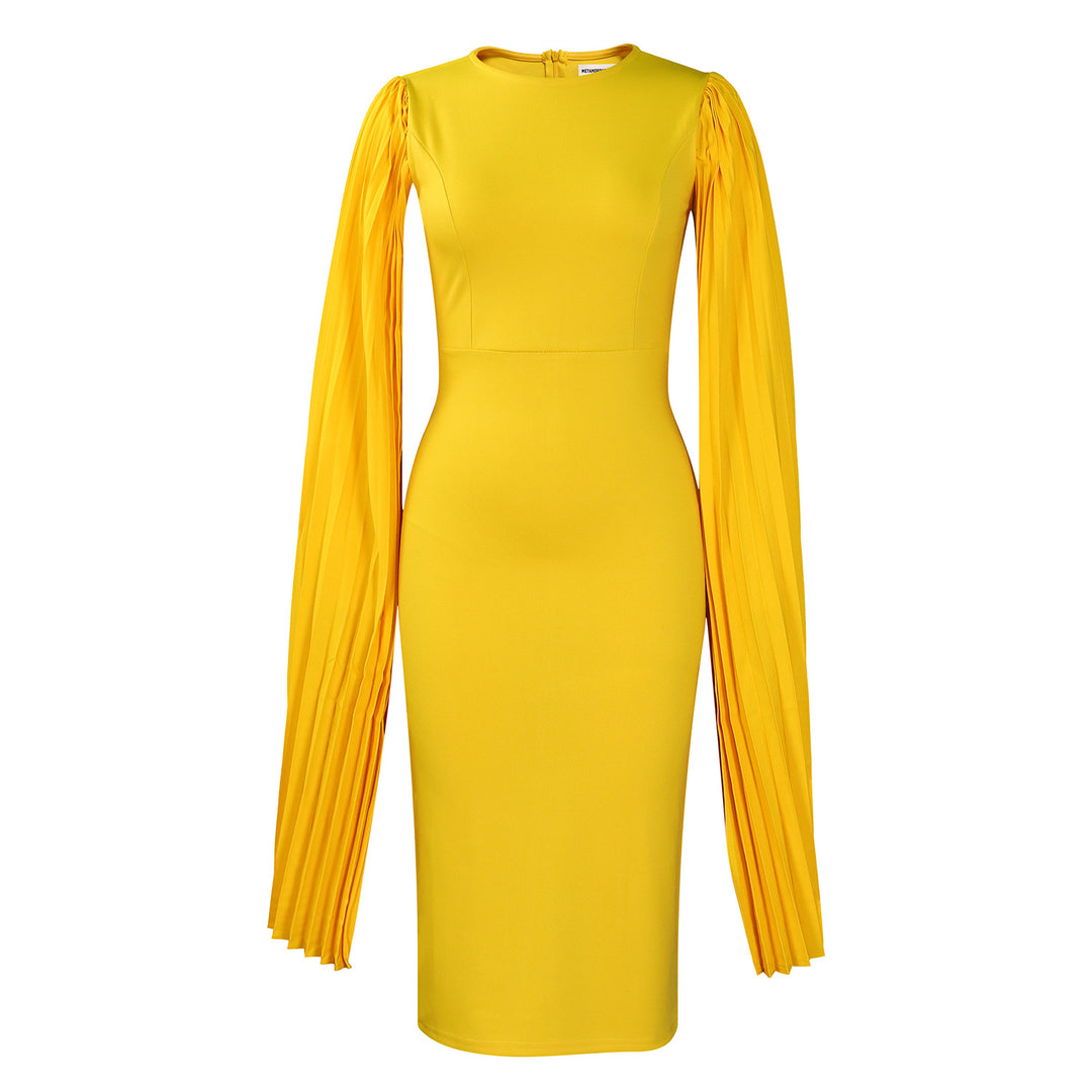 Women Elegant dress with refined pleated sleeves and a fitted cut Lune London