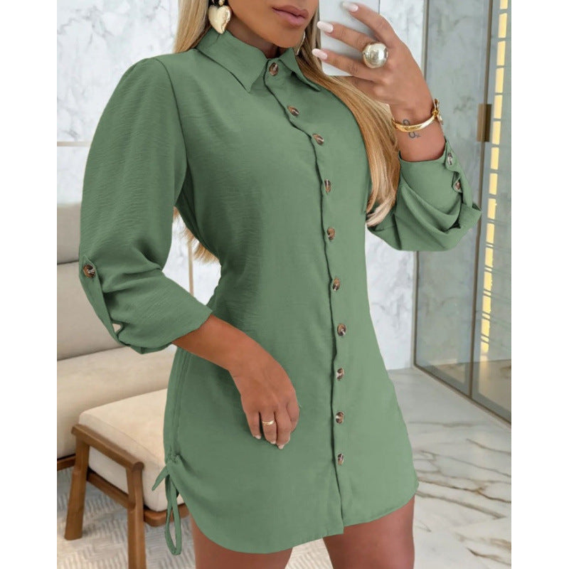 Button-up shirt dress for ladies with feminine cut and ruffle details Lune London