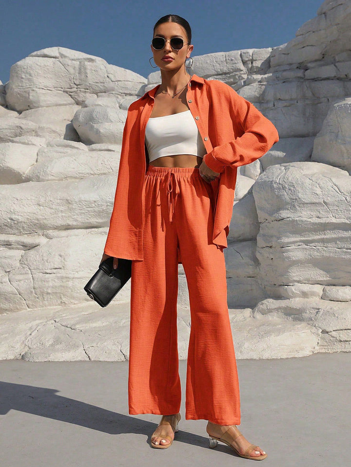 Casual set for women with loose shirt and wide pants Lune London