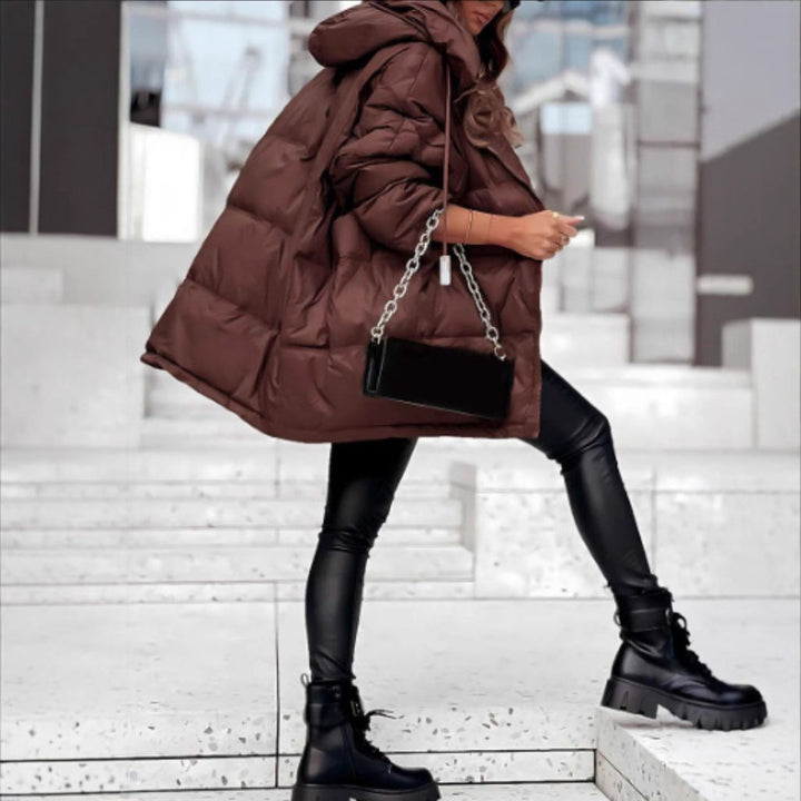 Women's Quilted Oversized Jacket with Hood and Functional Pockets Amarae