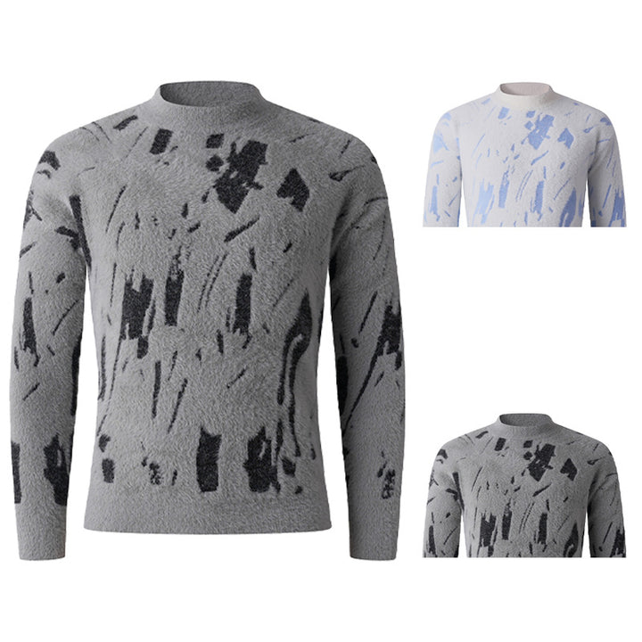 Trendy women's sweater with structured pattern and high collar Lune London