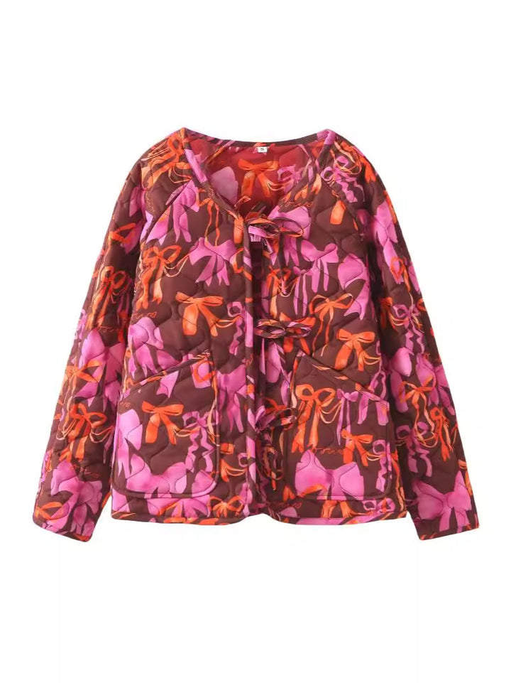 Quilted jacket for women with playful bow pattern Lune London