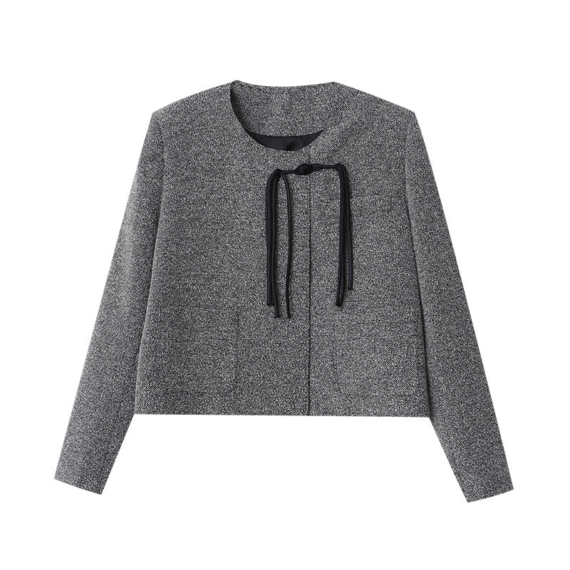 Ladies elegant short jacket with decorative cord drawstrings Chic & Stil
