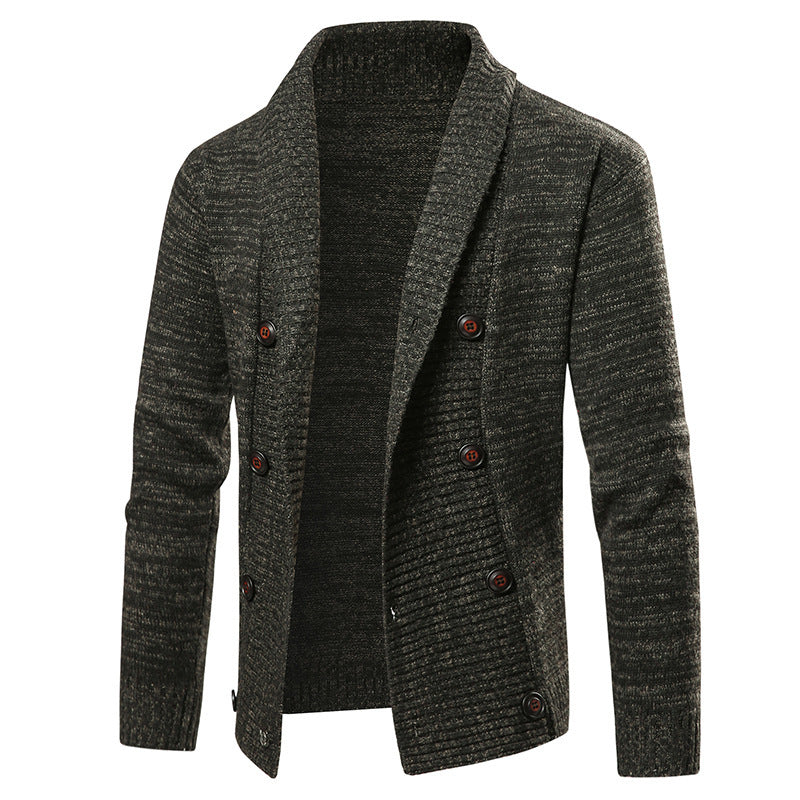 High-quality men's knitted jacket with large collar and button detail Lune London