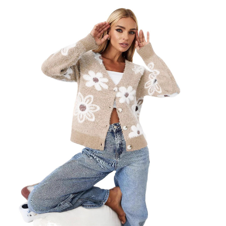 Cardigan femme avec design florale et détails de boutons Chic & Stil