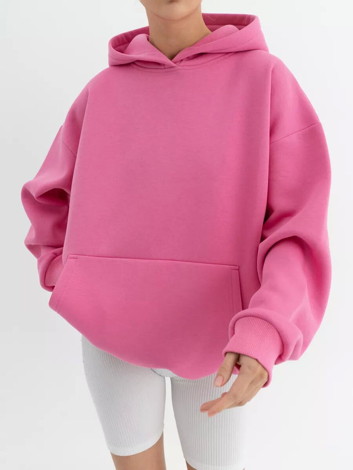 Ladies oversized hoodie with a practical kangaroo pocket design Lune London