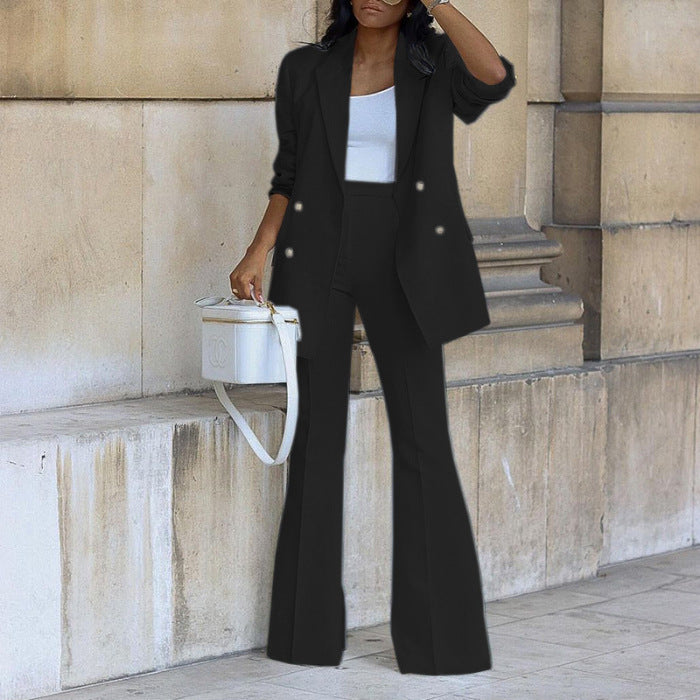 Elegant blazer set for women with wide legs and belt at the waist Lune London